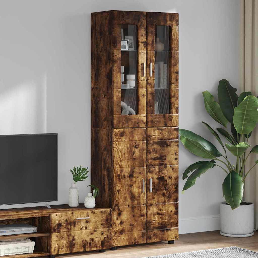 vidaXL Highboard mit Regal FLORIN Geräucherte Eiche 60 x 35 x 182 cm