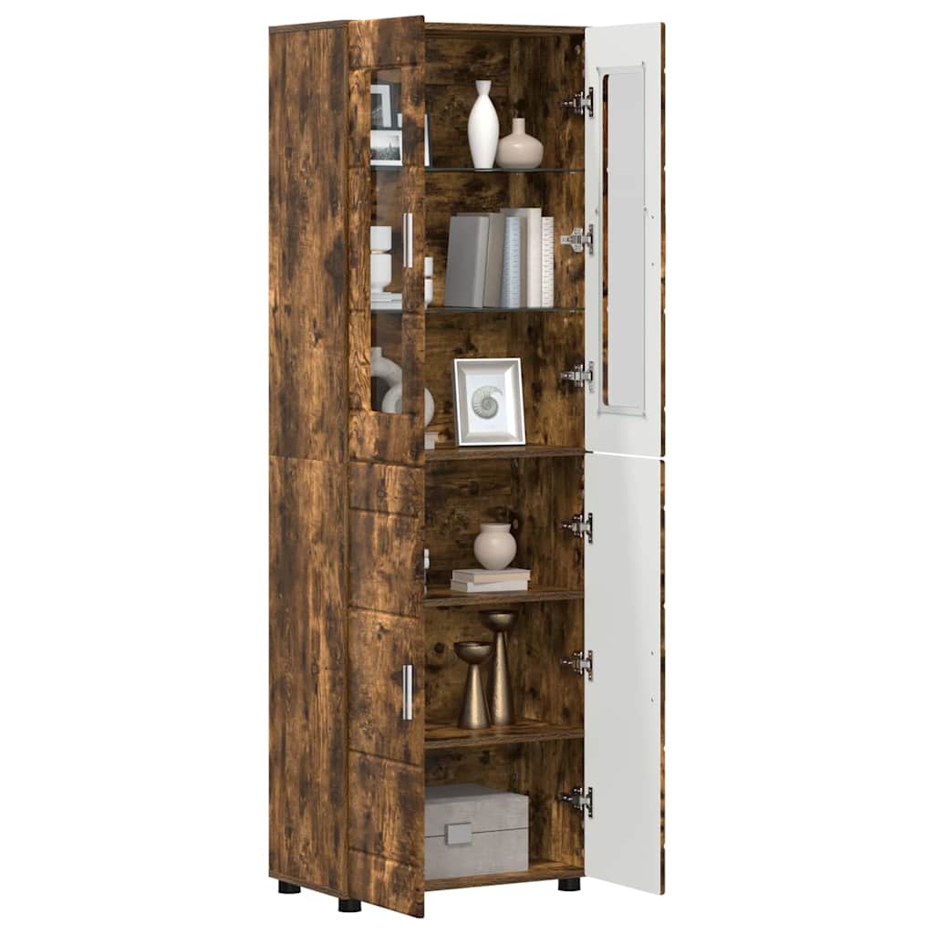 vidaXL Hoge kast met plank Gerookt eiken 60 x 35 x 182 cm Bewerkt hout