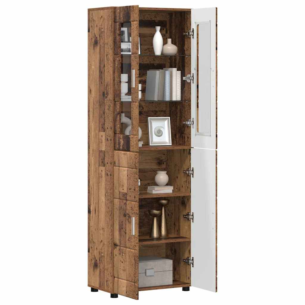 vidaXL Hoge kast met plank Oudhout 60 x 35 x 182 cm Bewerkt hout