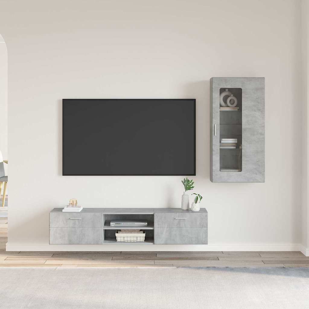 Komplet TV omaric s predalom Betonsko siva Konstruiran les