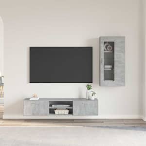 Komplet TV omaric s polico FLORIN Betonsko siva Konstruiran les