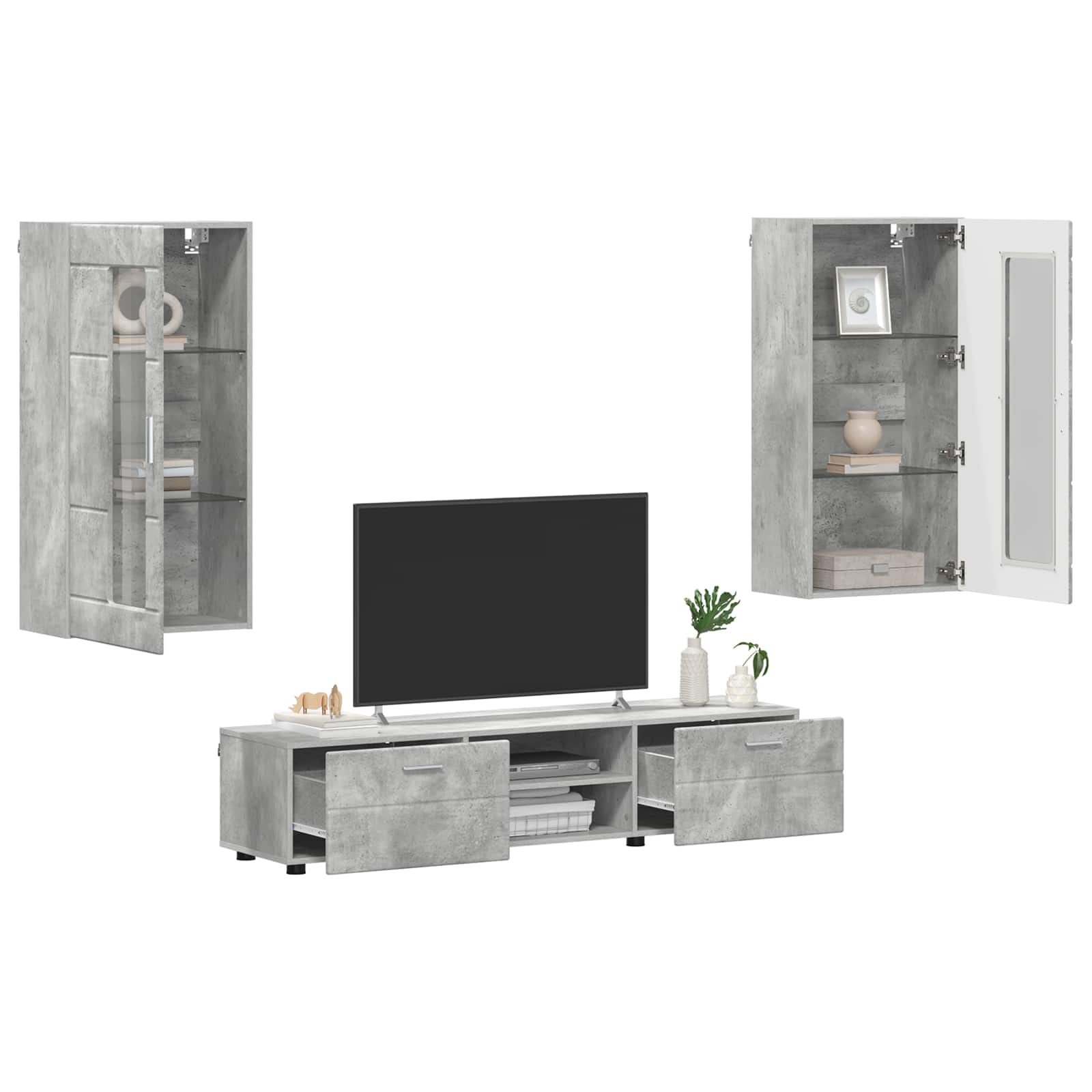 Komplet TV omaric FLORIN 3 pcs Betonsko siva Konstruiran les - slika 3