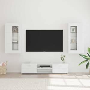 Komplet TV omaric FLORIN 3 pcs Visok sijaj bela Konstruiran les