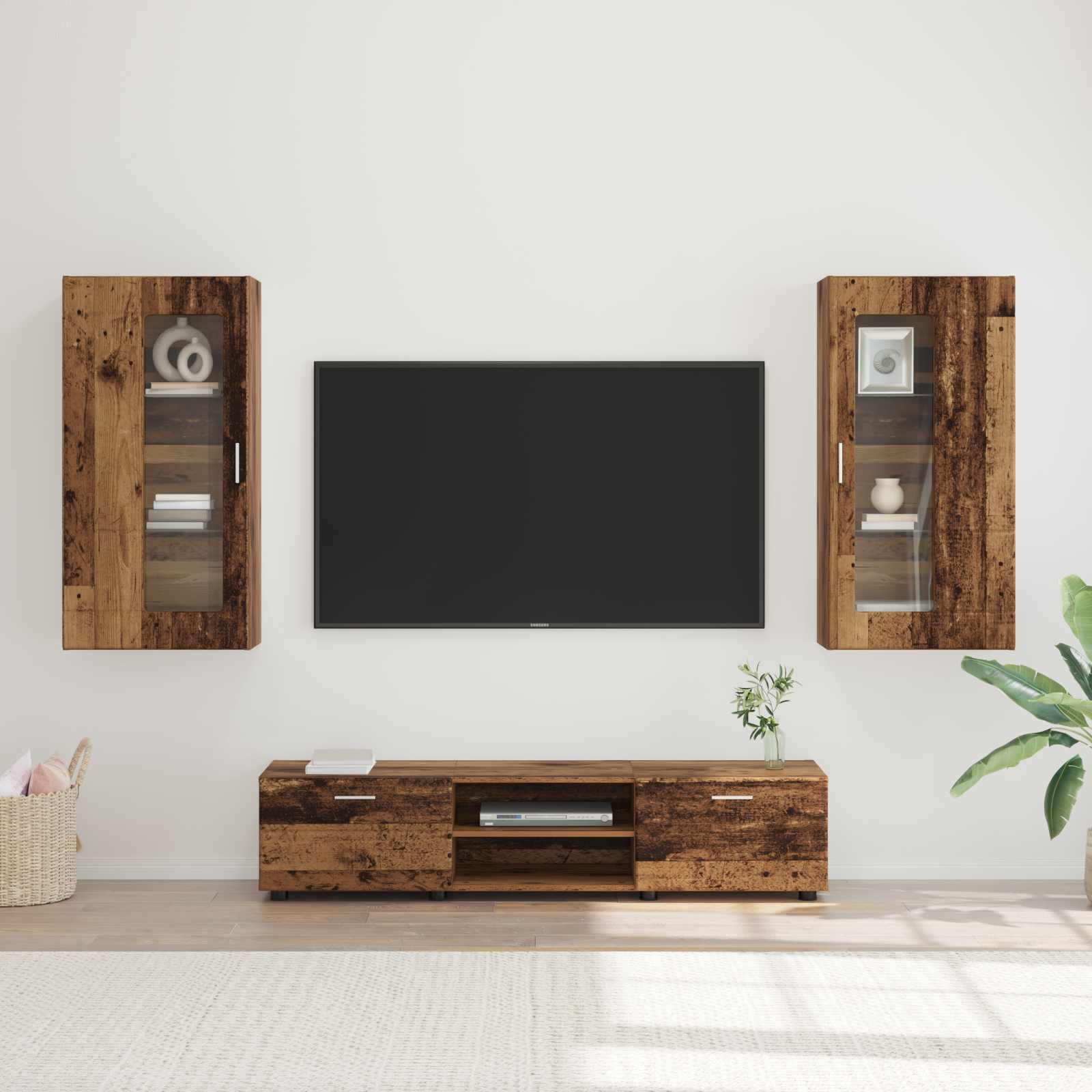 vidaXL Set comodă TV cu sertar FLORIN 3 pcs Lemn vechi Lemn compozit