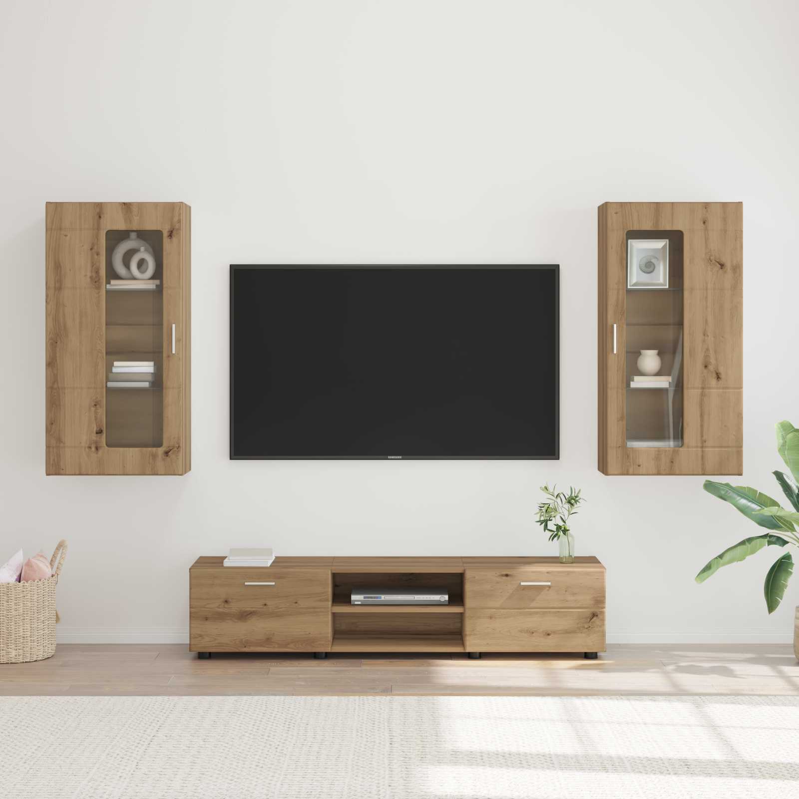 vidaXL Set comodă TV FLORIN 3 pcs Stejar Artizanal Lemn compozit