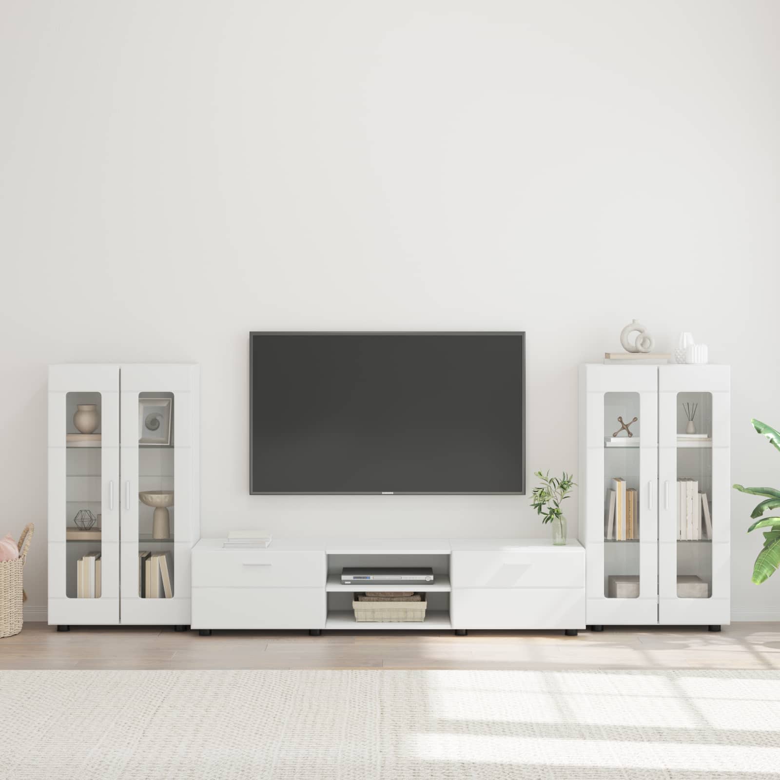 vidaXL Set comodă TV cu sertar cu raft FLORIN 3 pcs Alb Lemn compozit