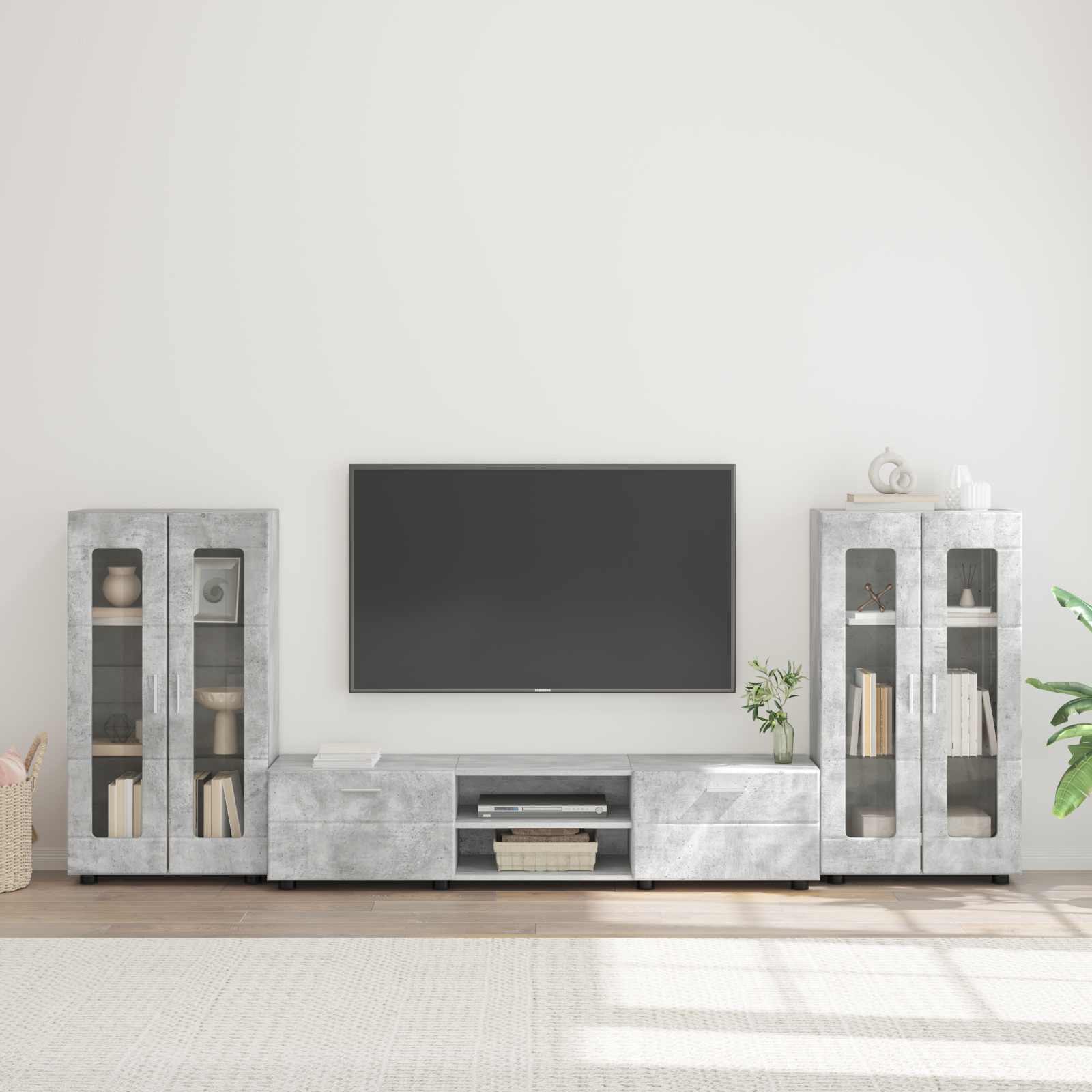 vidaXL Set comodă TV cu raft FLORIN 3 pcs Gri din beton Lemn compozit