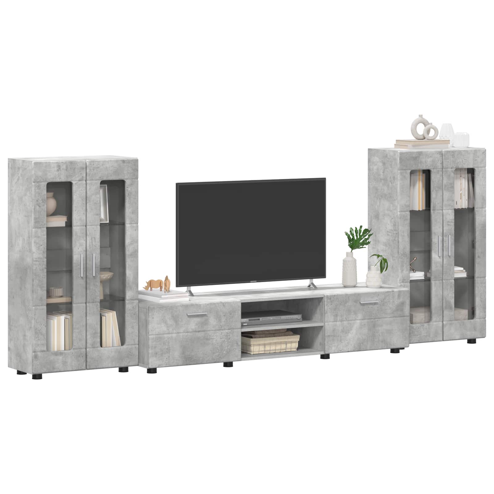 Telerikapi komplekt sahtliga FLORIN 3 pcs Betoonhall Tehispuit 164 Kõik vajalik sinu aeda ja koju! Telerikapi komplekt sahtliga FLORIN 3 pcs Betoonhall Tehispuit - Image 3