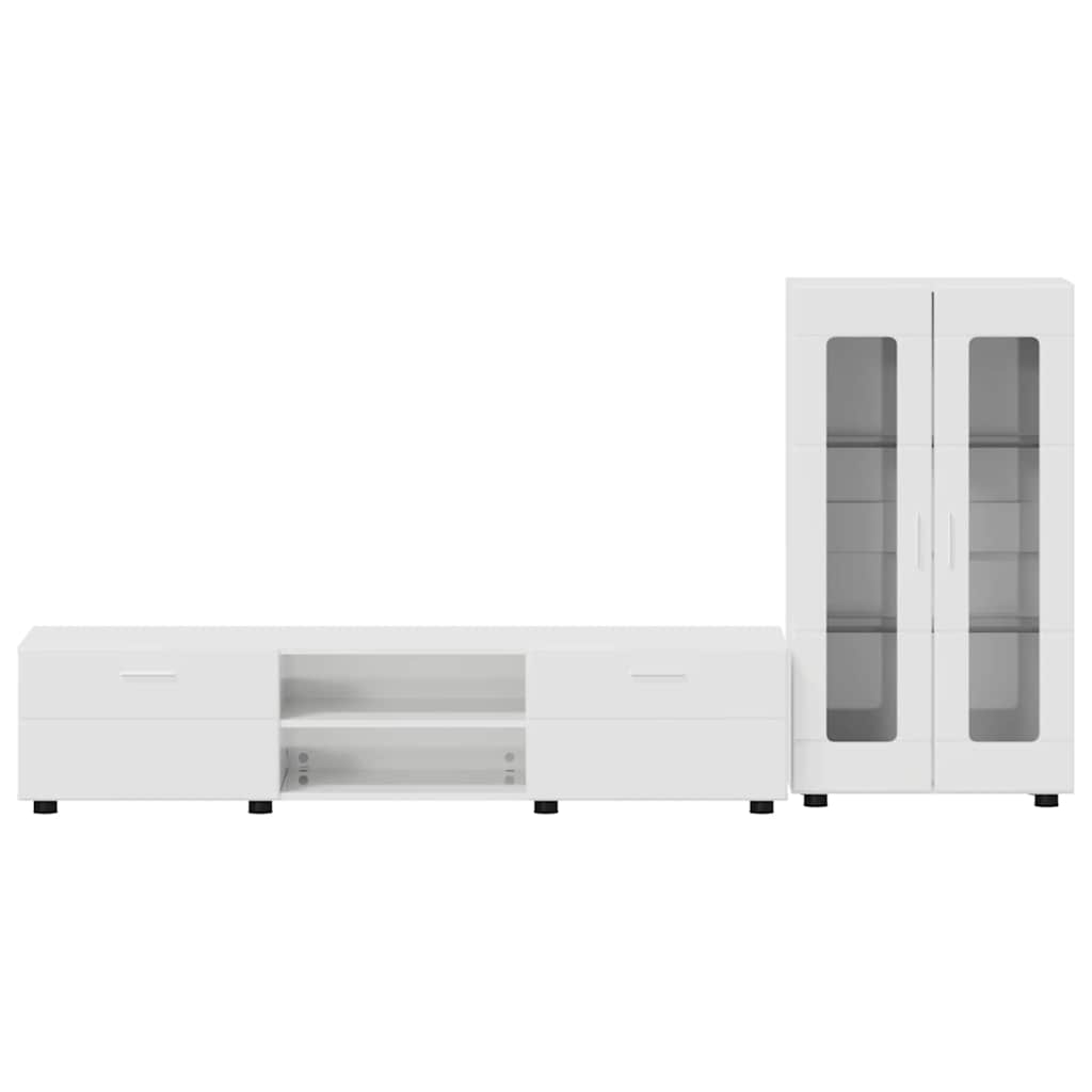 Komplet TV omaric s predalom Visok sijaj bela Konstruiran les - slika 8