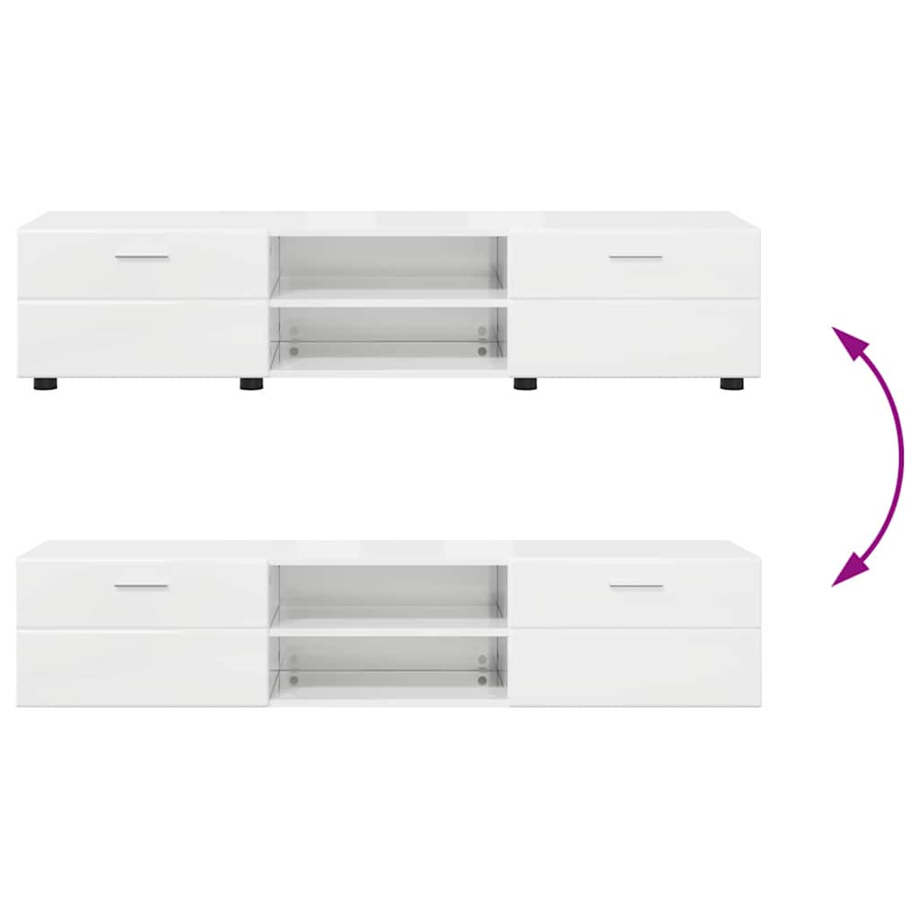 Komplet TV omaric s predalom Visok sijaj bela Konstruiran les - slika 12