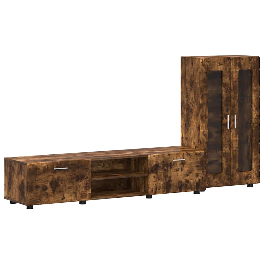 Thumbnail - vidaXL TV-Schrankset mit Regal FLORIN Geräucherte Eiche Holzwerkstoff