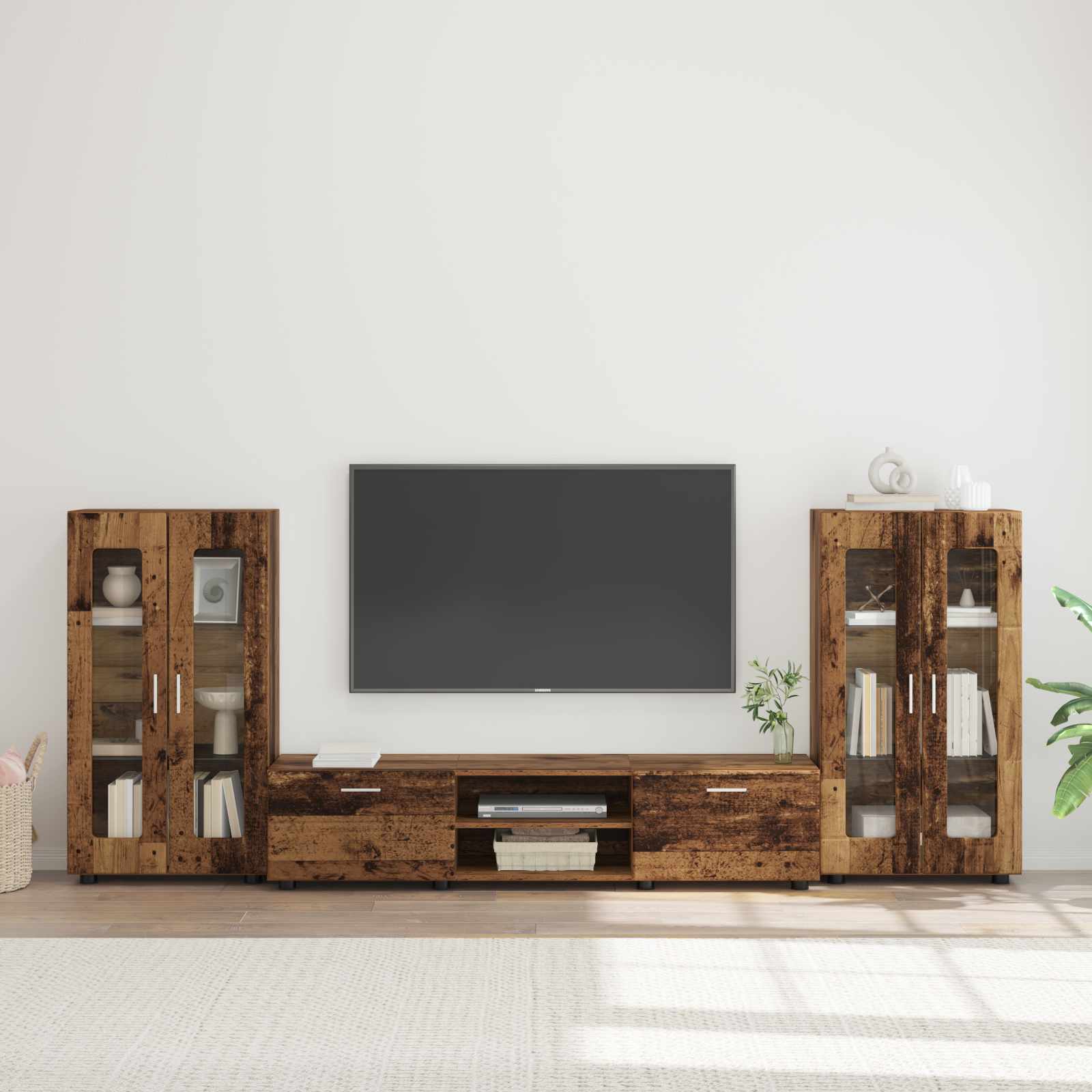 vidaXL Set comodă TV cu sertar FLORIN 3 pcs Lemn vechi Lemn compozit