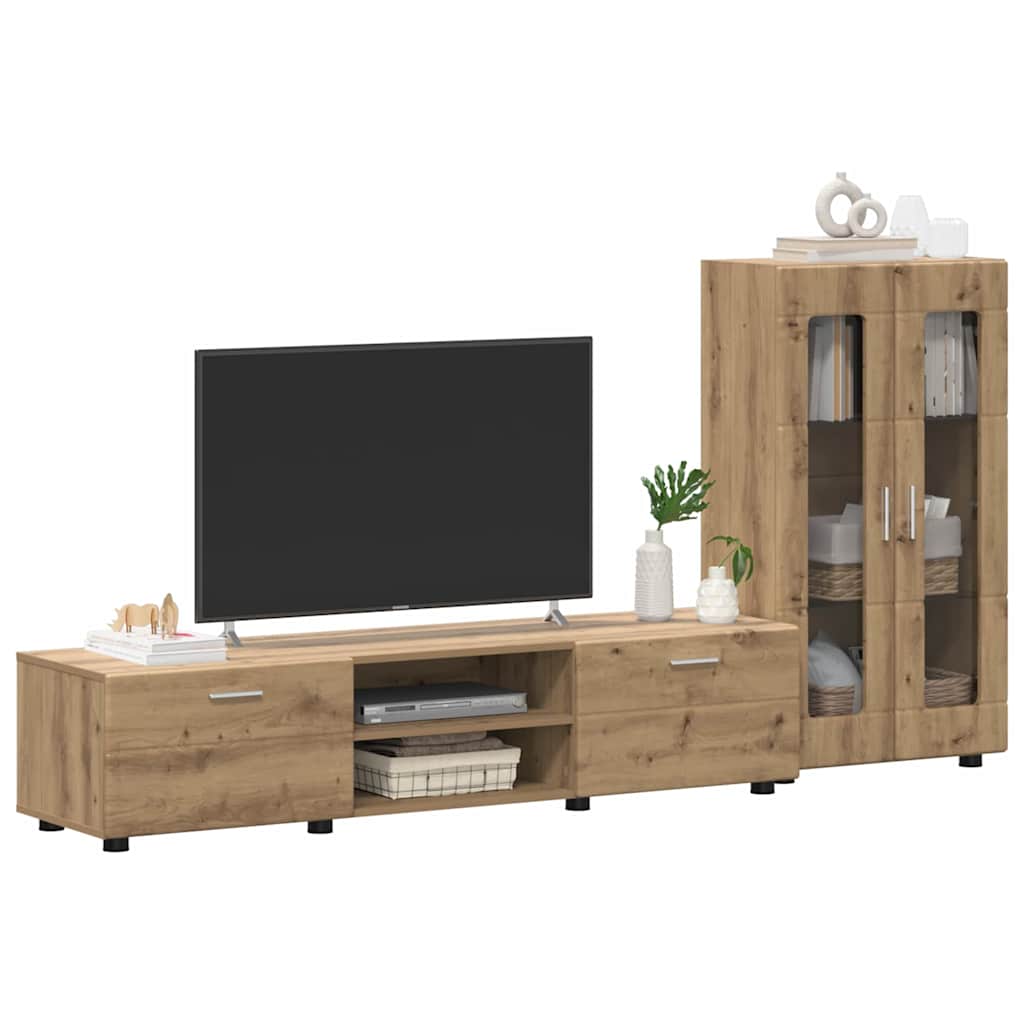 vidaXL Tv-meubelset met lade met plank Artisan Eiken Bewerkt hout