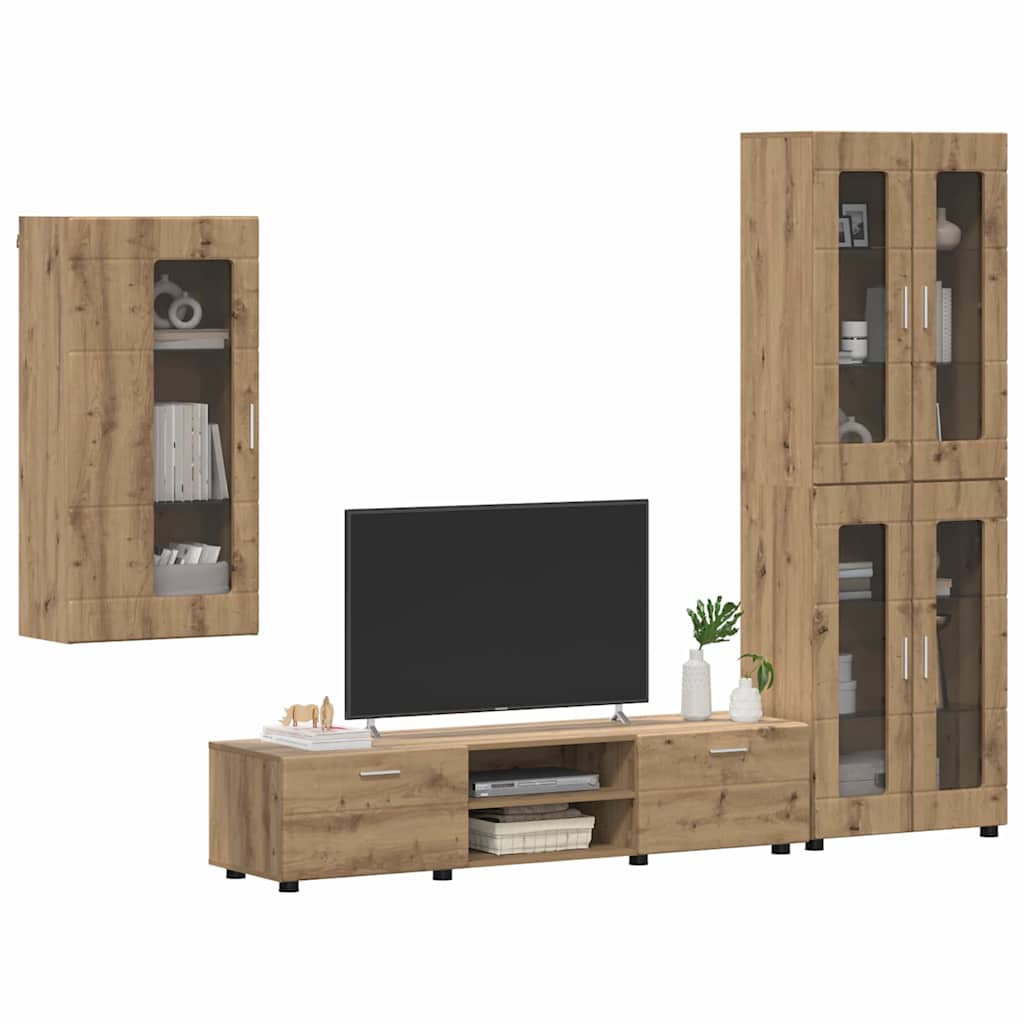 vidaXL Tv-meubelset met lade met plank Artisan Eiken Bewerkt hout