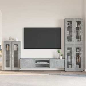 Komplet TV omaric s polico FLORIN Betonsko siva Konstruiran les
