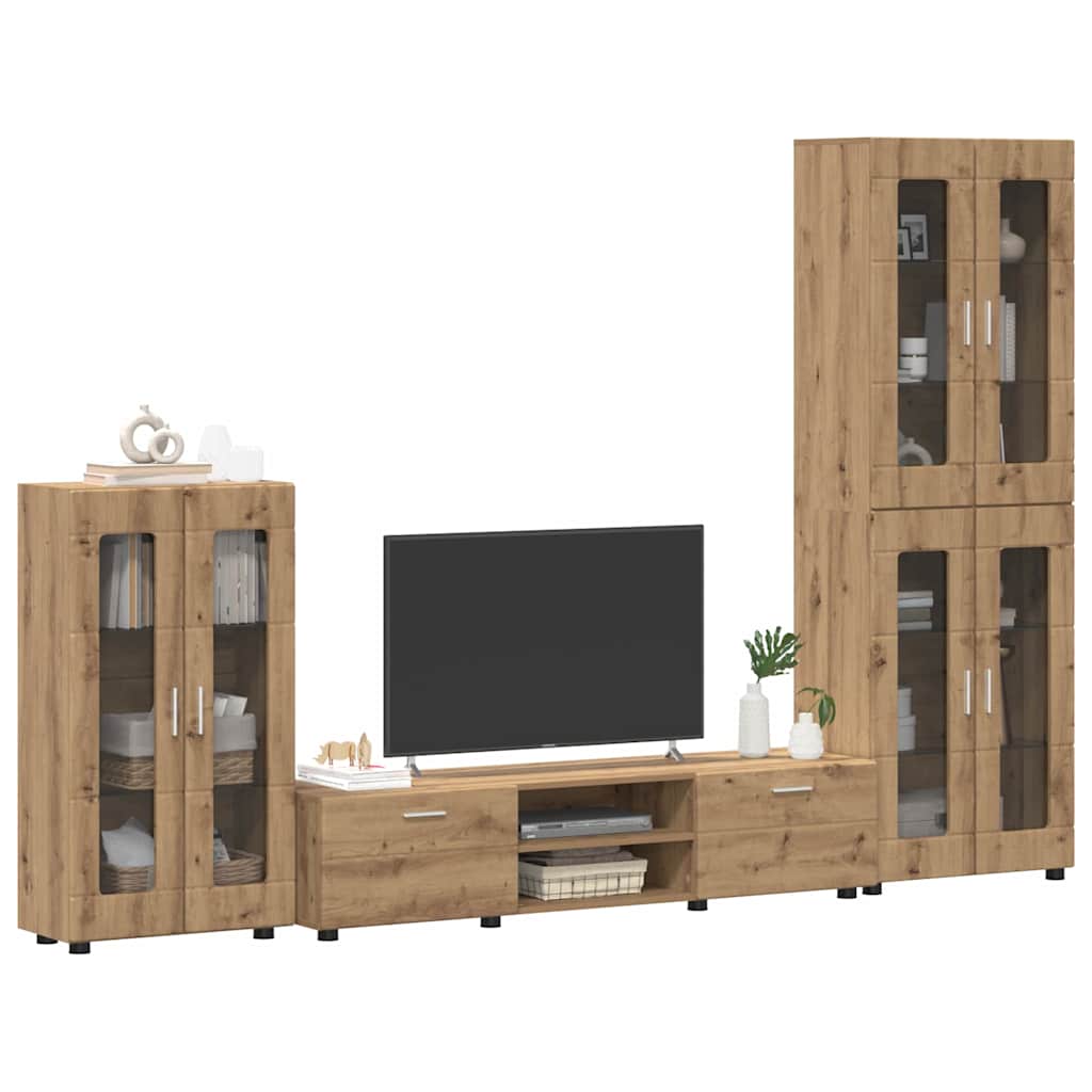 vidaXL Tv-meubelset met lade met plank Artisan Eiken Bewerkt hout