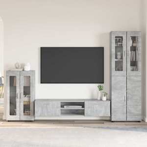 Komplet TV omaric s polico FLORIN Betonsko siva Konstruiran les
