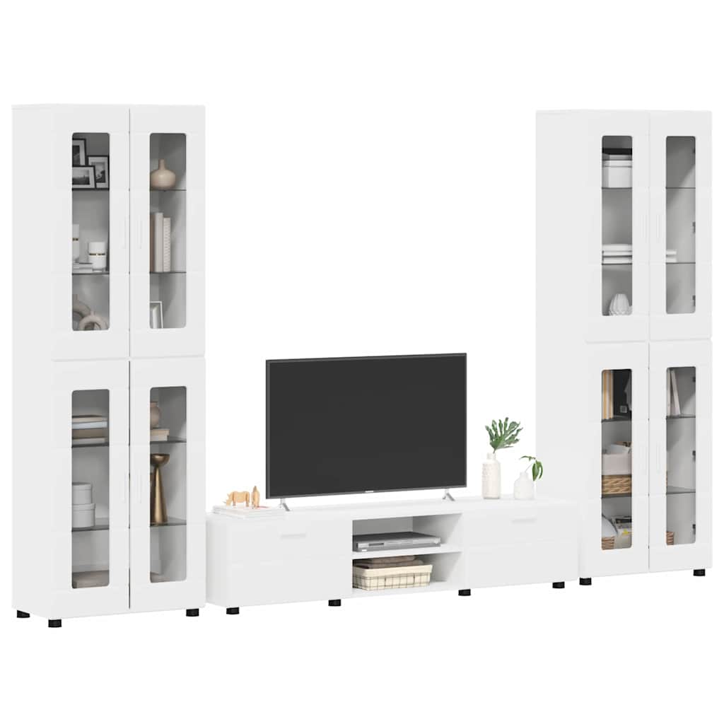 vidaXL Tv-meubelset met lade met plank met opslag Wit Bewerkt hout