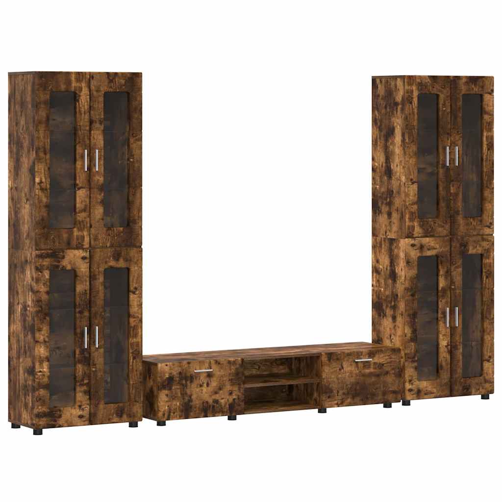 Thumbnail - vidaXL TV-Schrankset mit Regal FLORIN Geräucherte Eiche Holzwerkstoff