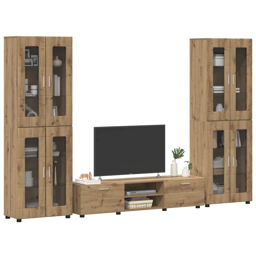 vidaXL Tv-meubelset met lade met plank Artisan Eiken Bewerkt hout