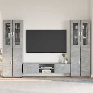 Komplet TV omaric s polico FLORIN Betonsko siva Konstruiran les