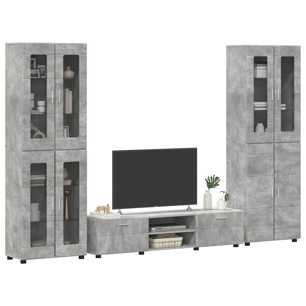 vidaXL Tv-meubelset met lade met plank Beton Grijs Bewerkt hout