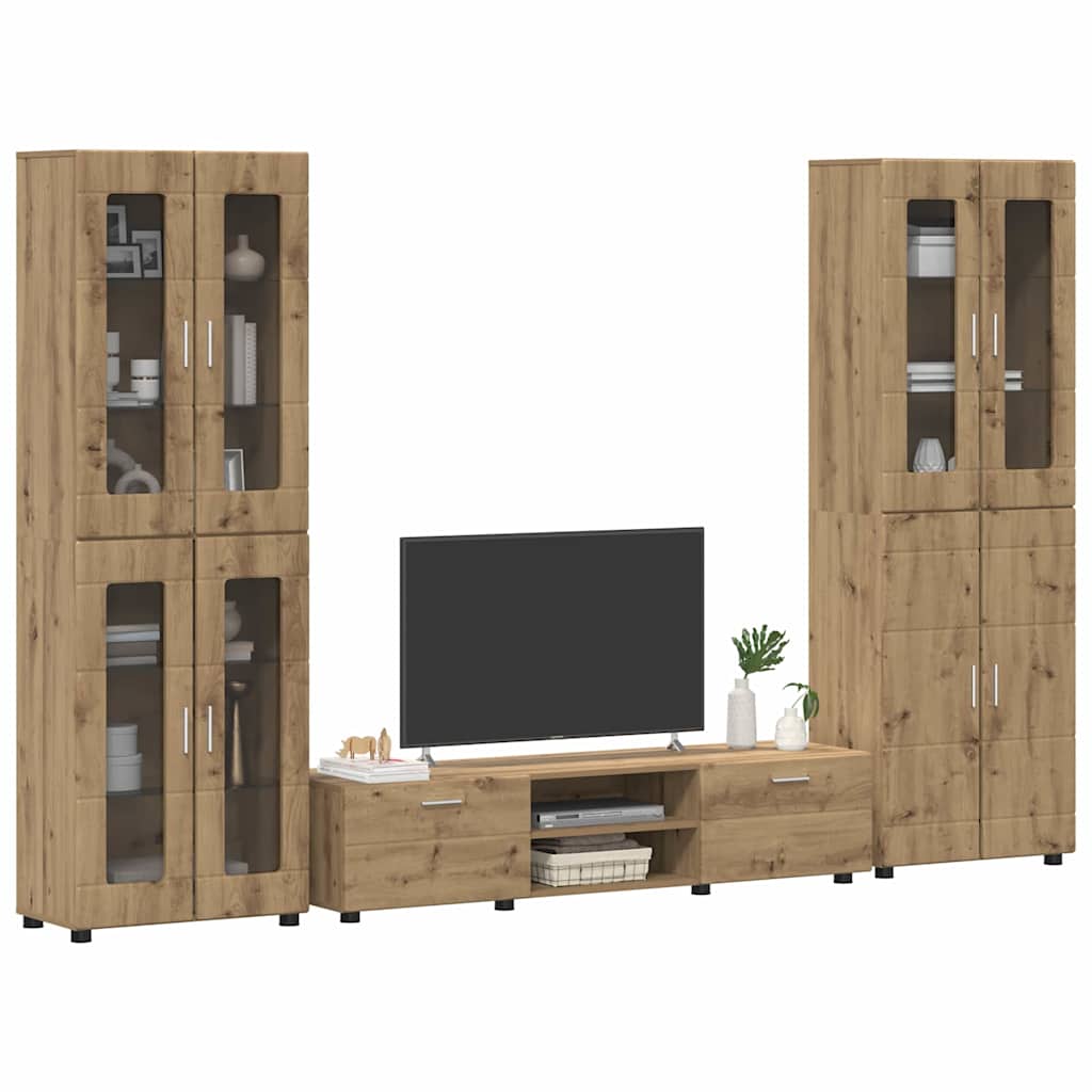 vidaXL Tv-meubelset met lade met plank Artisan Eiken Bewerkt hout
