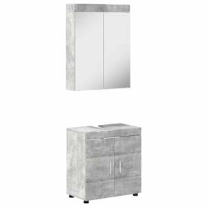vidaXL Vannitoa m&ouml;&ouml;bleset TULUM 2 tk Betoonhall 60 x 34 x 63 cm