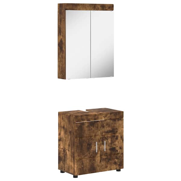 vidaXL Vannitoa m&ouml;&ouml;bleset TULUM 2 tk Suitsetatud tamm 60 x 34 x 63 cm