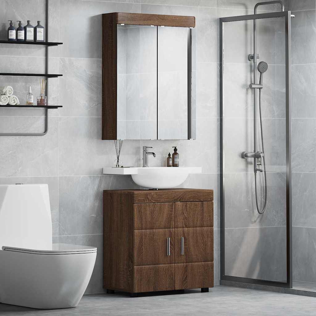 vidaXL Set de mobilier pentru baie TULUM Stejar închis Lemn compozit