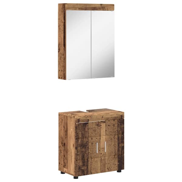 vidaXL Vannitoa m&ouml;&ouml;bleset TULUM 2 tk Vana puit 60 x 34 x 63 cm