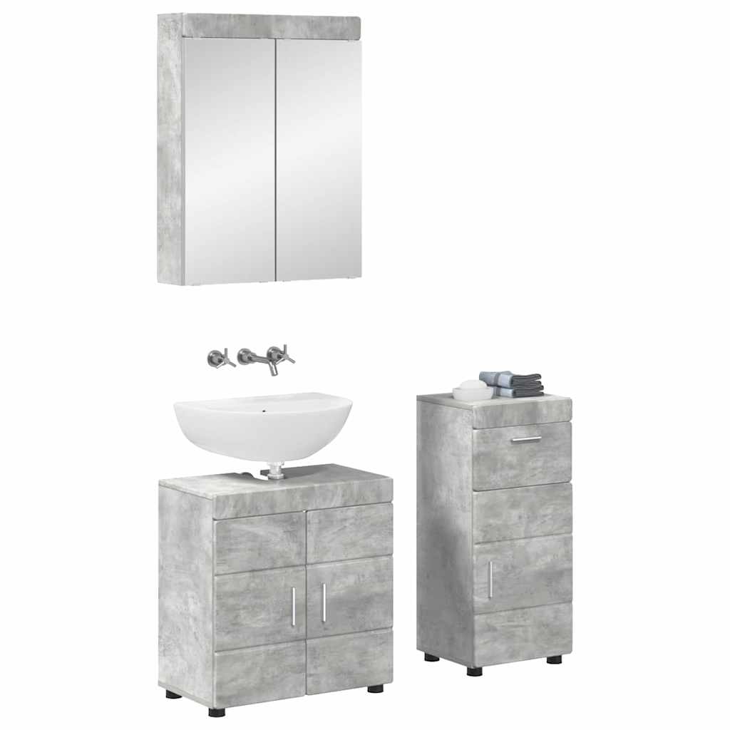 vidaXL Set de mobilier pentru baie TULUM 3 pcs Gri din beton
