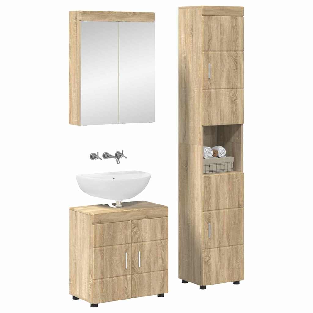 vidaXL - Badkamermeubel - Set - TULUM - 3 - st - Sonoma - Eik - 60 - x - 34 - x - 63 - cm