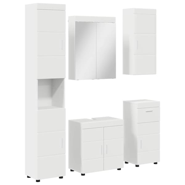 vidaXL Vannitoa m&ouml;&ouml;bleset TULUM 5 tk Valge 60 x 34 x 63 cm Tehispuit