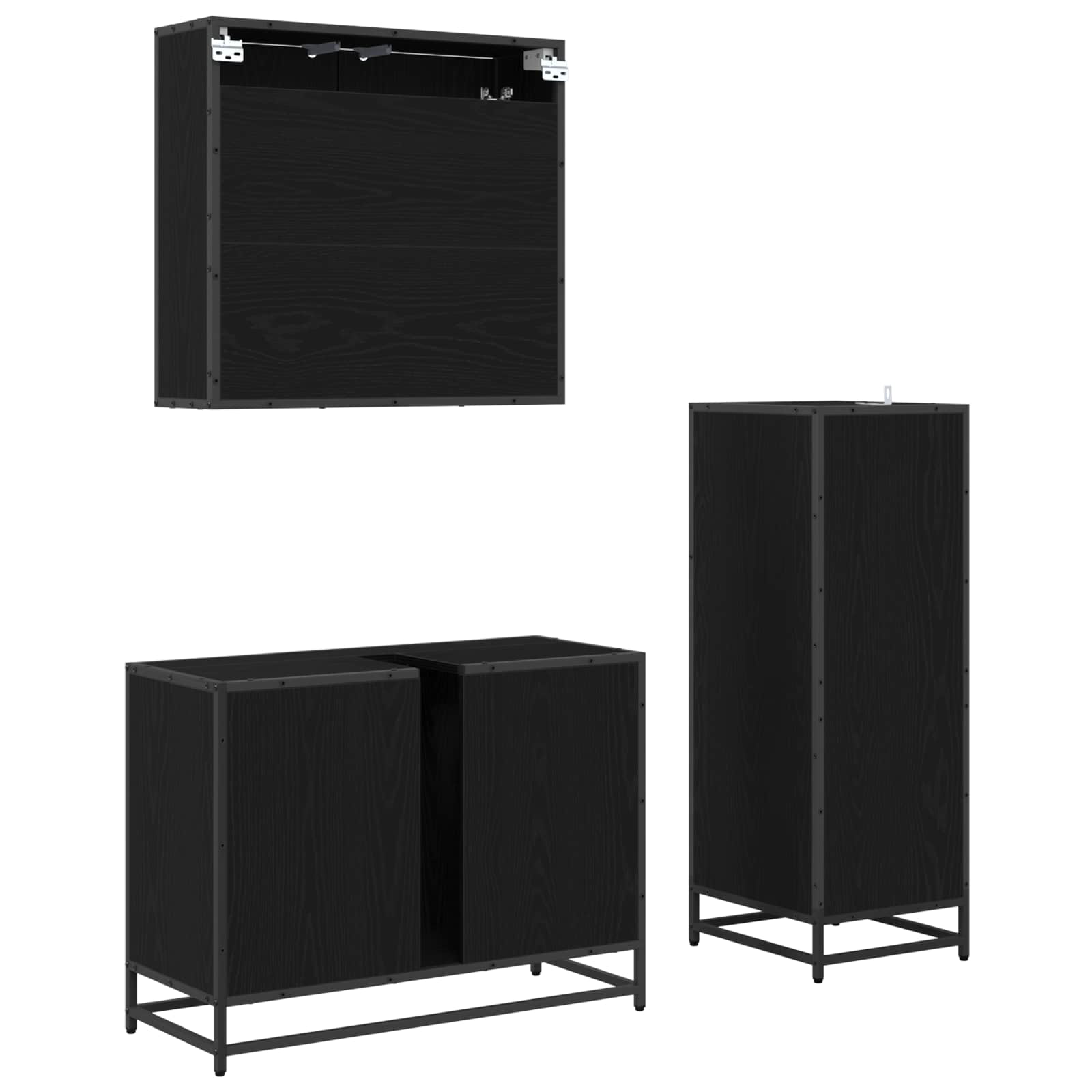 vidaXL Badezimmermöbel-Set 3 pcs Schwarz Eichen-Optik Holzwerkstoff – Bild 10