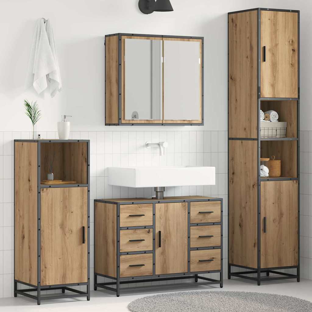 vidaXL Set de mobilier pentru baie cu sertar 4 pcs Stejar Artizanal