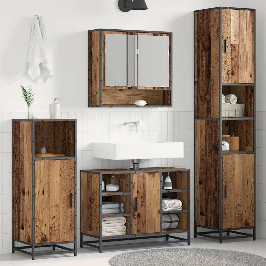 vidaXL Dulap de Baie Lemn vechi 35 x 37.5 x 188.5 cm Lemn compozit
