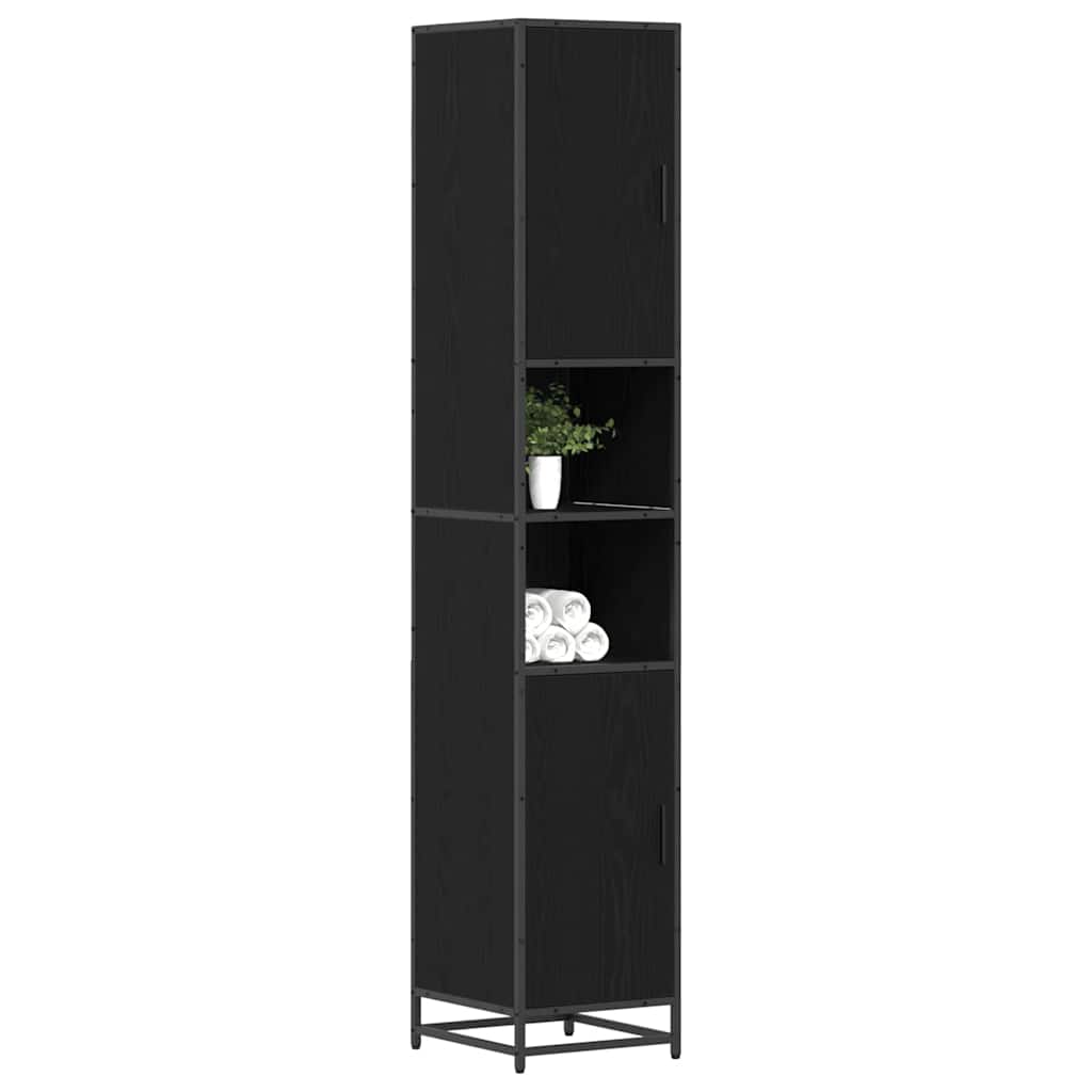 vidaXL Badkamer Kast Zwart eiken 35 x 37.5 x 188.5 cm Bewerkt hout