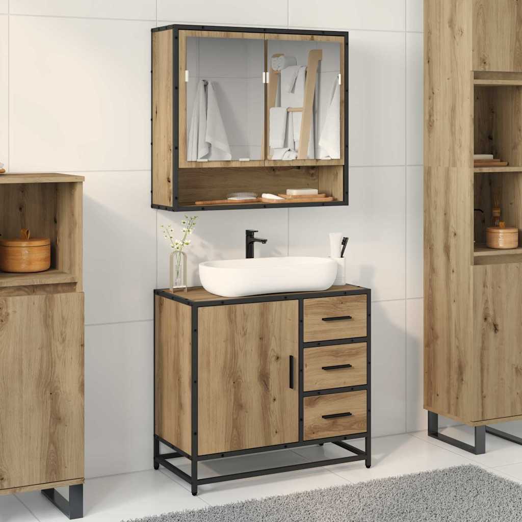 vidaXL Set de mobilier pentru baie cu sertar 2 pcs stejar artizanal