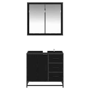 Sada koupelnového nábytku 2 pcs Černý dub Kompozitní dřevo - obrázek 7