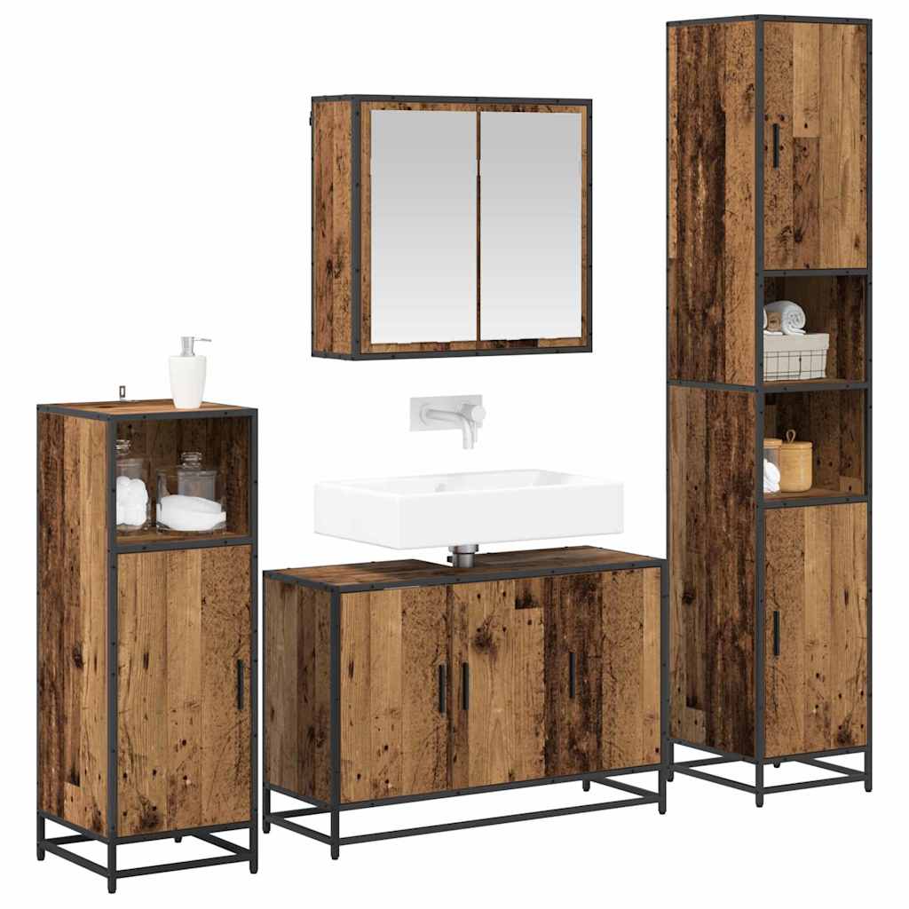 vidaXL Badkamermeubelset 4 pcs Oud hout 90 x 33 x 60 cm Bewerkt hout