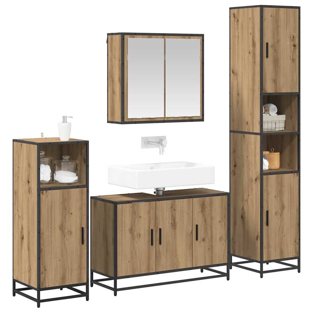 vidaXL Badkamermeubelset 4 pcs artisanaal eikenkleurig 90 x 33 x 60 cm