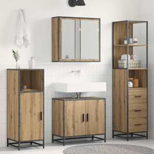 Sada koupelnového nábytku 3 pcs Artisanový dub kompozitní dřevo - obrázek 1