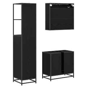 Sada koupelnového nábytku 3 pcs Černý dub kompozitní dřevo - obrázek 7