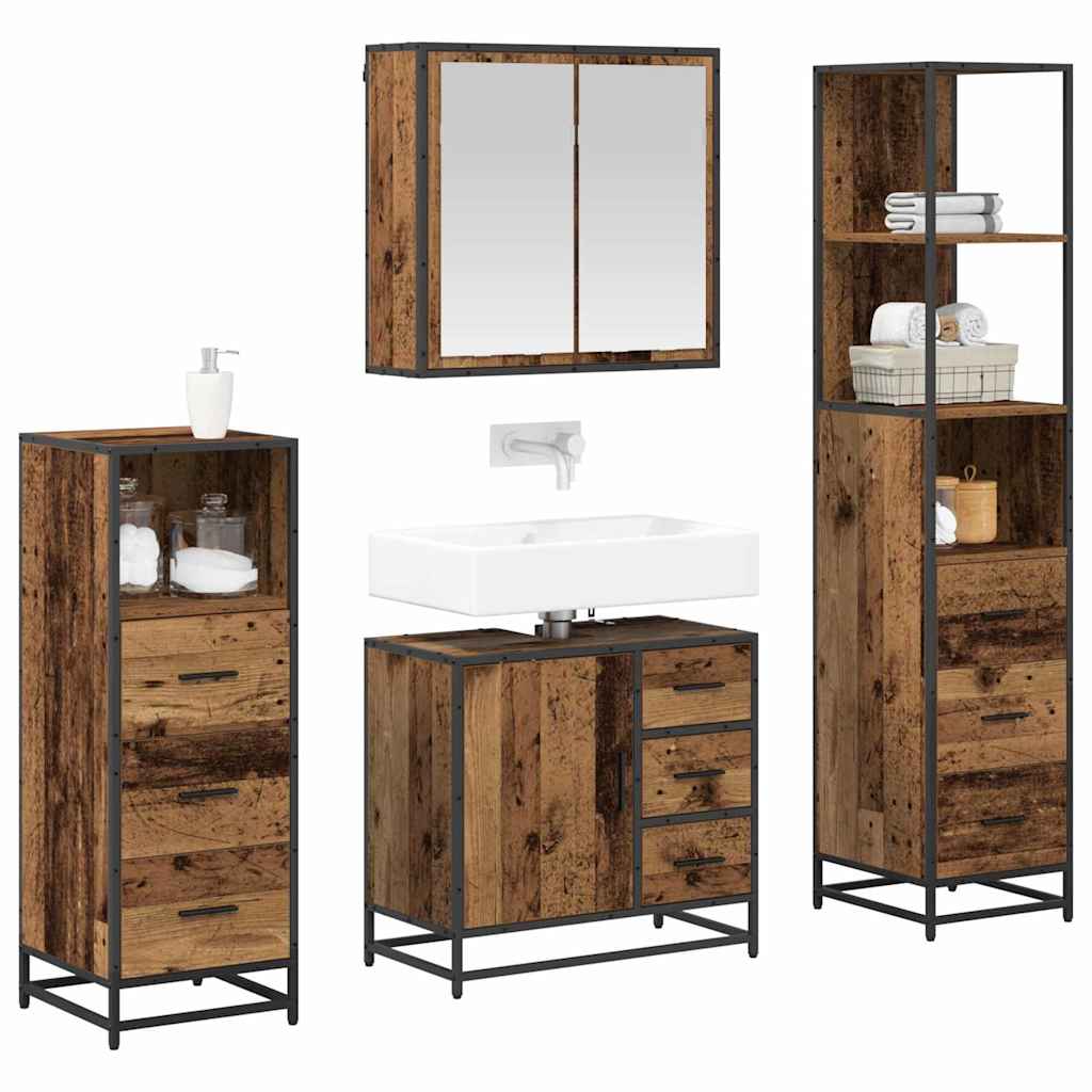 vidaXL Badkamermeubelset 4 pcs Oud hout 65 x 33 x 60 cm Bewerkt hout