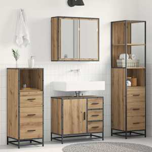 Sada koupelnového nábytku 4 pcs Artisanový dub kompozitní dřevo - obrázek 1