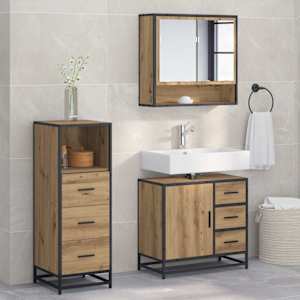Sada koupelnového nábytku 3 pcs Artisanový dub kompozitní dřevo - obrázek 1