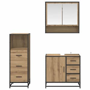 Sada koupelnového nábytku 3 pcs Artisanový dub kompozitní dřevo - obrázek 9