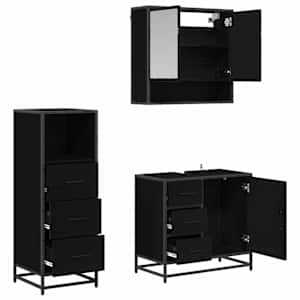 Sada koupelnového nábytku 3 pcs Černý dub kompozitní dřevo - obrázek 5