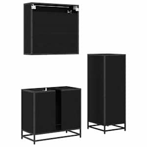 Sada koupelnového nábytku 3 pcs Černý dub kompozitní dřevo - obrázek 10